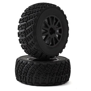 Traxxas Tires and wheels assembled glued (black wheels gravel pattern tires foam inserts) (2) (TSM rated)