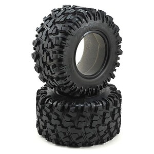 Durable rubber tires for remote control cars with aggressive tread for maximum grip on rough terrains.