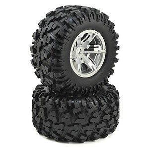 Traxxas Tires & Wheels Glued X-Maxx Satin Chrome Maxx AT (Left/Right) TRA7772R