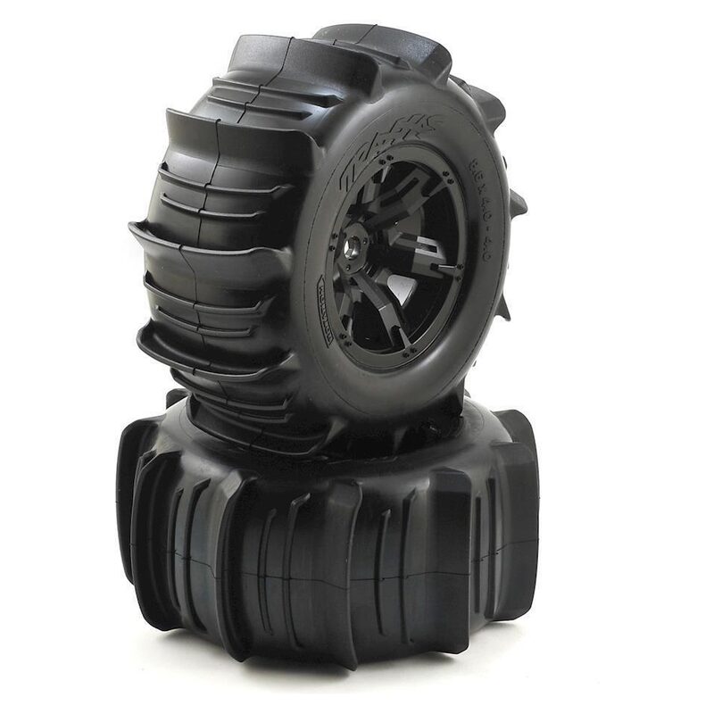 Traxxas Tires & Wheels Glued X-Maxx Black Paddle (Left/Right) TRA7773