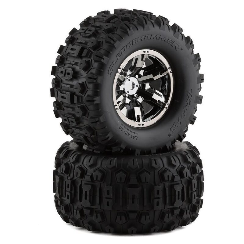 Traxxas Tires & Wheels Glued X-Maxx Black Chrome Sledgehammer (Left/Right) TRA7774A