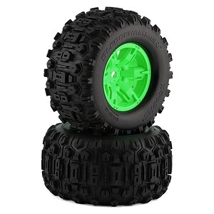 Traxxas Tires & Wheels Glued X-Maxx Green Sledgehammer (Left/Right) TRA7774G