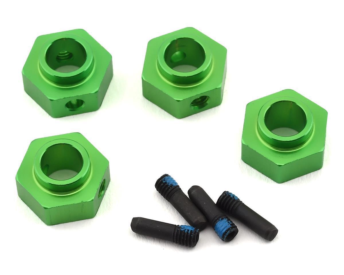 Traxxas Wheel hubs 12mm hex 6061-T6 aluminum (green-anodized) (4)/ 3x10 screw pin (4) TRA8269G