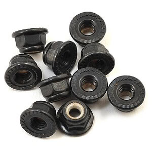 Traxxas Nuts 4mm flanged nylon locking serrated (black) (10) TRA8347