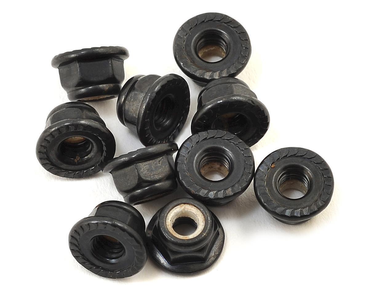 Traxxas Nuts 4mm flanged nylon locking serrated (black) (10) TRA8347