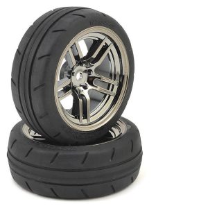 Traxxas Tires and wheels assembled glued (split-spoke black wheels 1.9 Response tires) (front) (2)