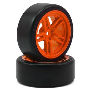 Traxxas Tires and wheels assembled glued (split-spoke orange wheels 1.9 Drift tires) (front) TRA8376A