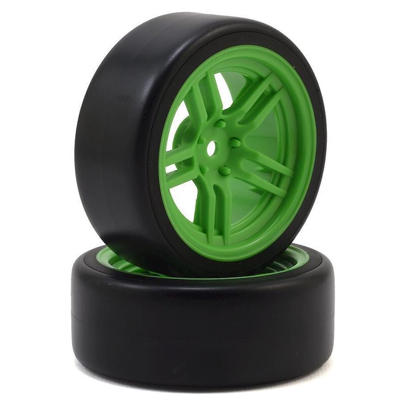 Traxxas Tires and wheels assembled glued (split-spoke green wheels 1.9 Drift tires) (front) TRA8376G