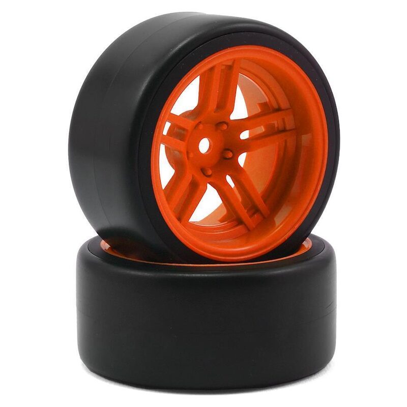 Traxxas Tires and wheels assembled glued (split-spoke orange wheels 1.9 Drift tires) (rear) TRA8377A