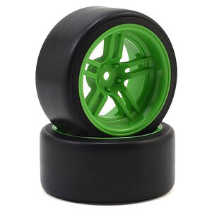 Traxxas Tires and wheels assembled glued (split-spoke green wheels 1.9 Drift tires) (rear) TRA8377G