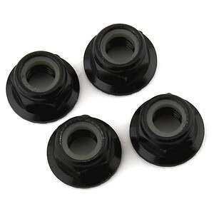 Traxxas Nuts 5mm flanged nylon locking (aluminum black-anodized serrated) (4) TRA8447A