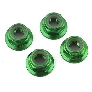 Traxxas Nuts 5mm flanged nylon locking (aluminum green-anodized serrated) (4) TRA8447G