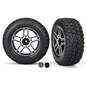 Traxxas Tires and wheels assembled glued black satin chrome-plated