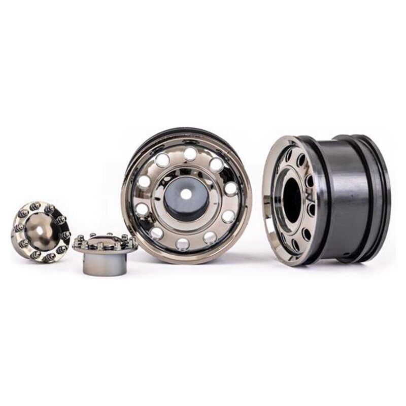Traxxas Wheels TRX-6 Big Rig 2.2 (black chrome) (front) (2)/ center caps (black chrome) (2)