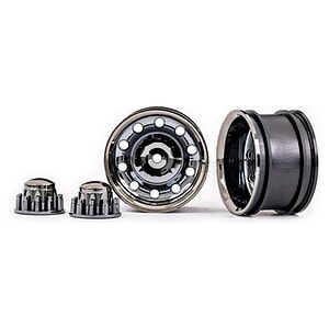 Traxxas Wheels TRX-6 Big Rig 2.2 (black chrome) (rear) (2)/ center caps (black chrome) (2)