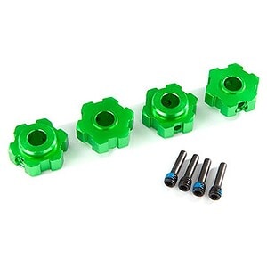 Traxxas Wheel hubs hex aluminum (green-anodized) (4)/ 4x13mm screw pins (4) TRA8956G