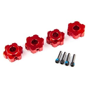 Traxxas Wheel hubs hex aluminum (red-anodized) (4)/ 4x13mm screw pins (4) TRA8956R