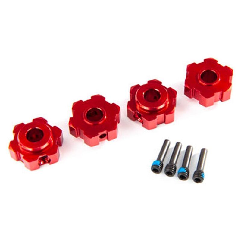 Traxxas Wheel hubs hex aluminum (red-anodized) (4)/ 4x13mm screw pins (4) TRA8956R