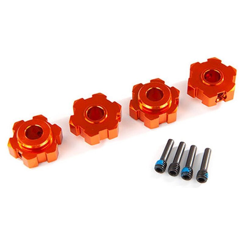 Traxxas Wheel hubs hex aluminum (orange-anodized) (4)/ 4x13mm screw pins (4) TRA8956T