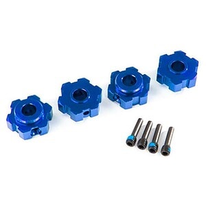 Traxxas Wheel hubs hex aluminum (blue-anodized) (4)/ 4x13mm screw pins (4) TRA8956X