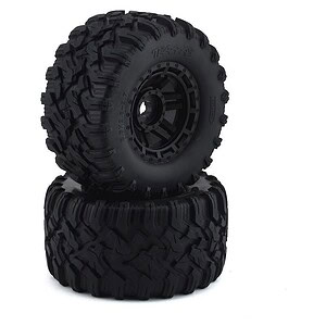 Traxxas Tires & Wheels Glued Black Talon EXT (17mm Splined TSM) TRA8972