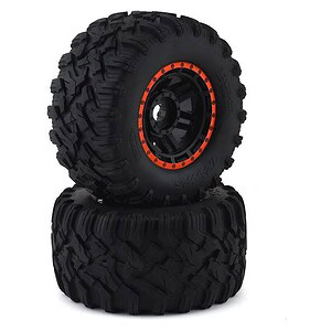 Traxxas Tires & Wheels Glued Black Red Beadlock Maxx MT (17mm Splined TSM) TRA8972T