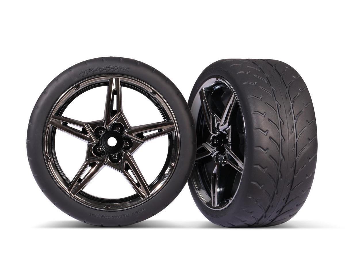 Traxxas Tires & Wheels Glued SS Black Chrome Slick (Front) TRA9371