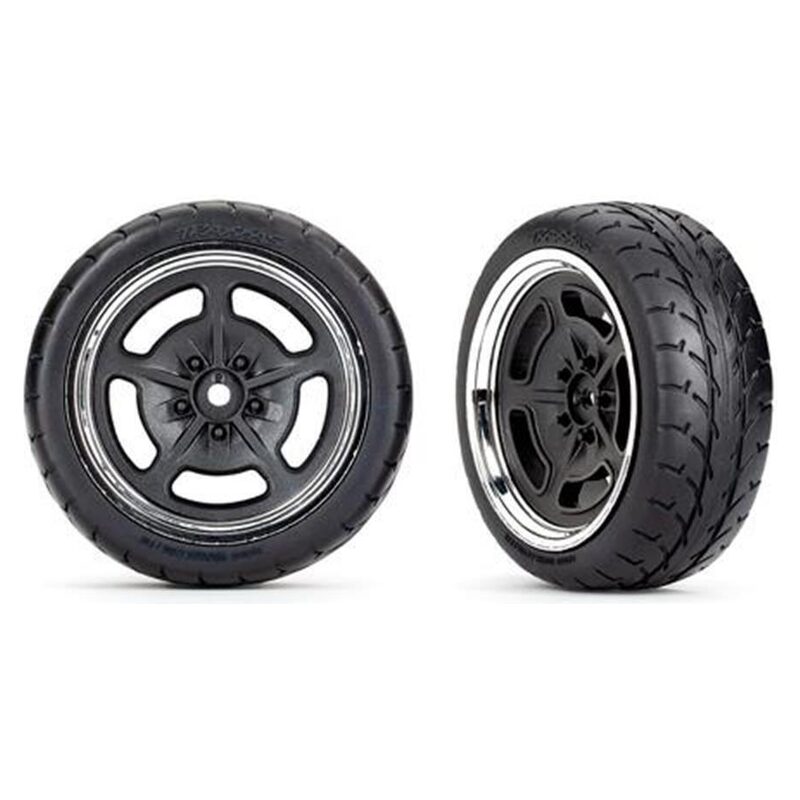 Traxxas Tires and wheels assembled glued (black with chrome wheels 2.1 Response tires) (front) (2) - tra9372-jpg Traxxas Tires and wheels assembled glued (black with chrome wheels 2.1 Response tires) (front) (2)