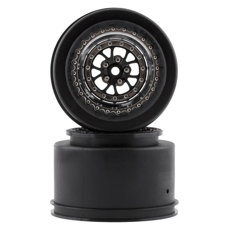 Traxxas Wheels Weld chrome with black (rear) (2)