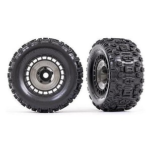 Traxxas Tires & Wheels Glued (3.8) Satin Black Chrome Sledgehammer (2) TRA9572