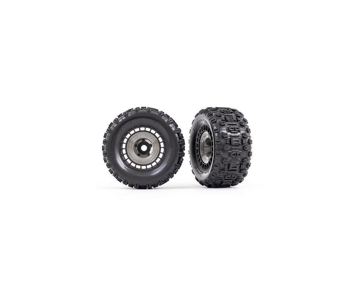 Traxxas Tires & Wheels Glued (3.8) Satin Black Chrome Sledgehammer (2) TRA9572