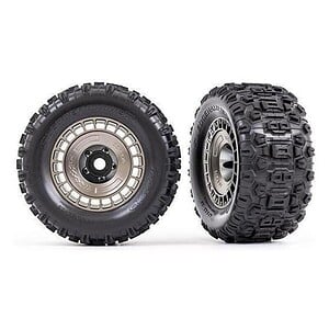 Traxxas Tires & Wheels Glued (3.8) Satin Chrome Sledgehammer (2) TRA9572A
