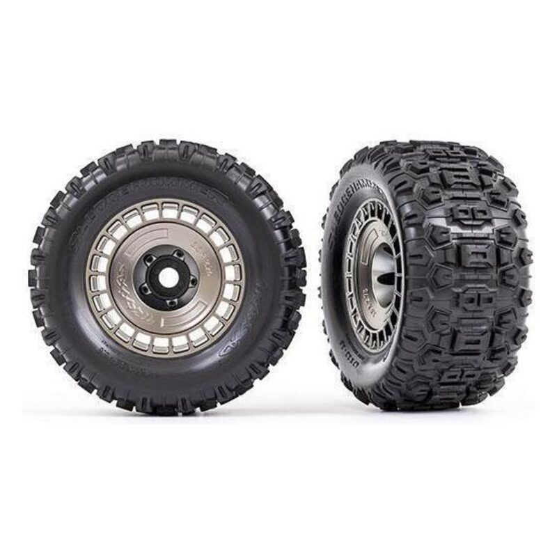 Traxxas Tires & Wheels Glued (3.8) Satin Chrome Sledgehammer (2) TRA9572A