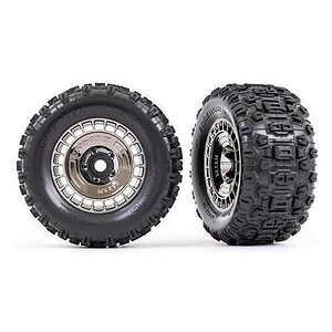 Traxxas Tires & Wheels Glued (3.8) Black Sledgehammer w/Gray Covers (2) TRA9572T