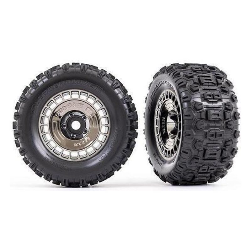 Traxxas Tires & Wheels Glued (3.8) Black Sledgehammer w/Gray Covers (2) TRA9572T