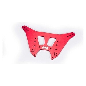 Aircraft style red aluminum RC car chassis plate for off-road racing and drifting.