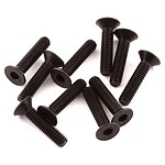 Black threaded screws for remote control cars and model vehicles.