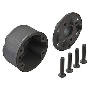 Sturdy black motor mount with mounting screws for RC car upgrades and maintenance. Compatible with popular RC vehicles for enhanced performance.