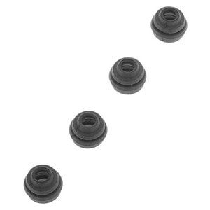 Black protective rubber shock absorber boots for RC cars. Enhance durability and performance.