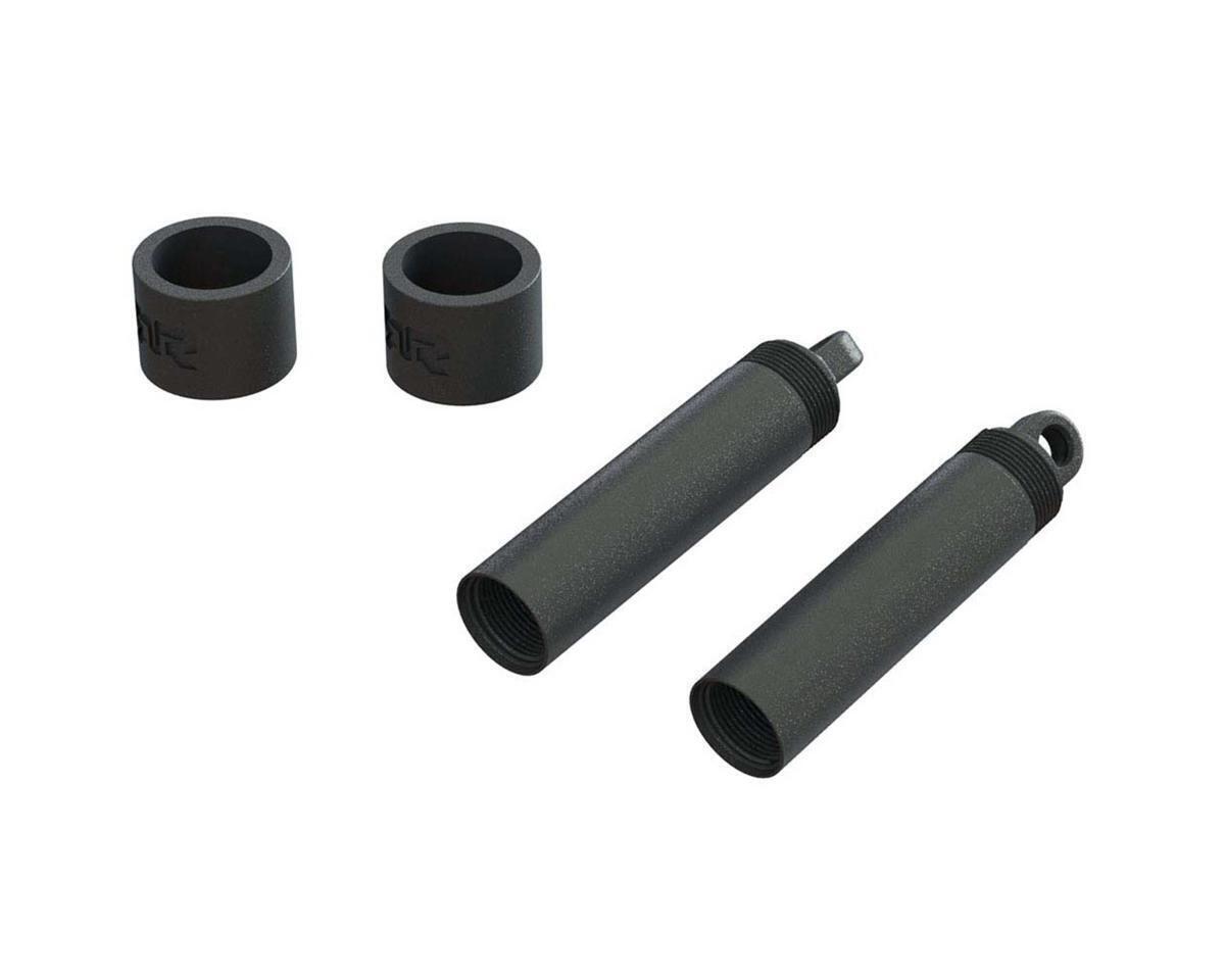 Black RC car shock absorber upgrade parts for improved performance.