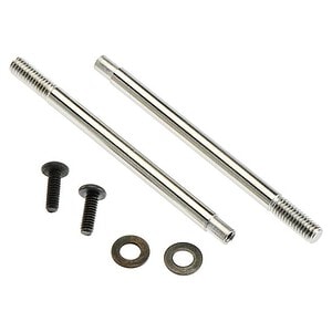 Replacement axles and hardware for RC cars, durable metal shafts with screws and washers.
