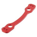 Red RC car suspension mount for improved stability and performance in remote control cars.