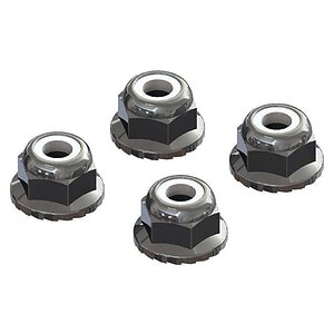 Arrma AR708008 Flanged Nyloc Locknut 4 mm Silver (4) ARAC9699