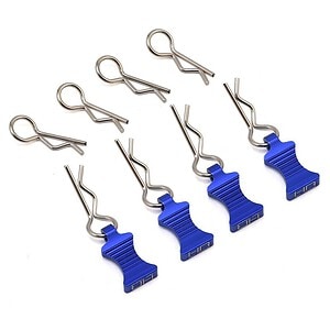 Hot Racing 1/10 Aluminum EZ Pulls w/Body Clips (Blue) (4) HRAAC03EZ06