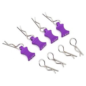 Hot Racing 1/10 Aluminum EZ Pulls w/Body Clips (Purple) (4) HRAAC03EZ07