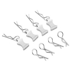Hot Racing 1/10 Aluminum EZ Pulls w/Body Clips (Silver) (4) HRAAC03EZ08