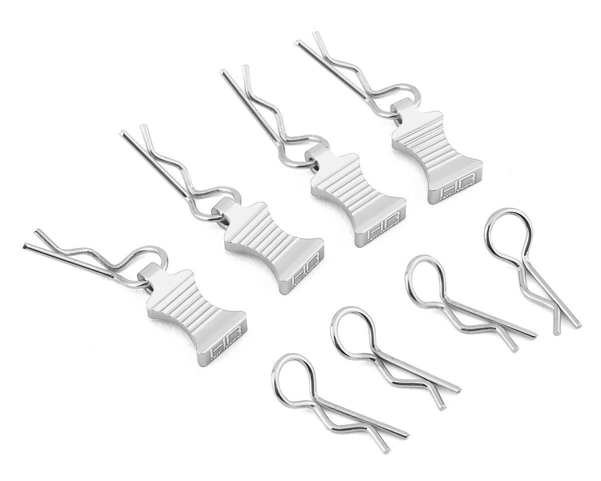 Hot Racing 1/10 Aluminum EZ Pulls w/Body Clips (Silver) (4) HRAAC03EZ08