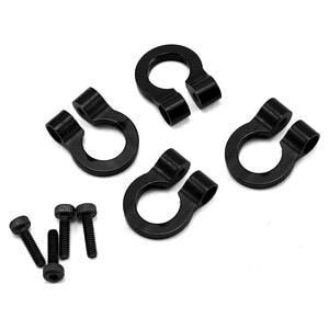 High-quality black aluminum RC car gear clamps with screws for secure fit and durability.