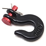 High-quality black and red RC car tow hook for remote control vehicles. Durable and easy to install.