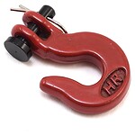 Image shows a red power hook with a black wheel and small metal pin, used for securing RC cars or accessories.